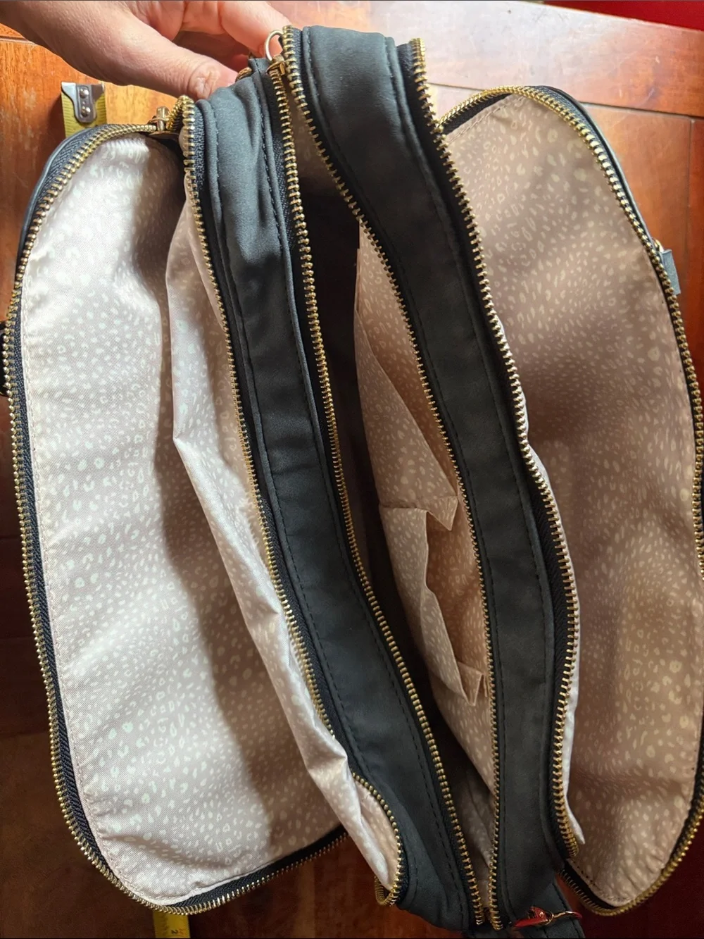 Target Black Shoulder Bag with Gold Zippers